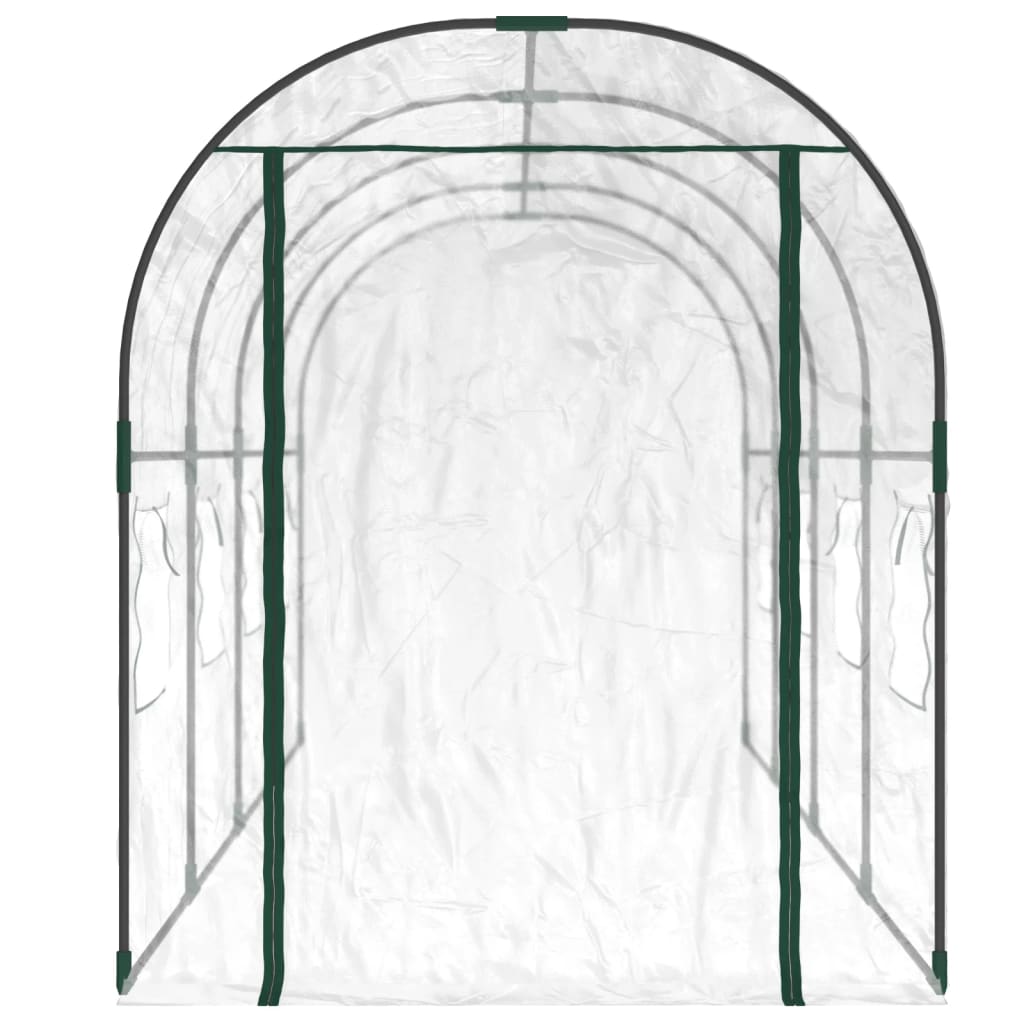 drivhus 160x400x190 cm PVC og pulverlakeret stål transparent