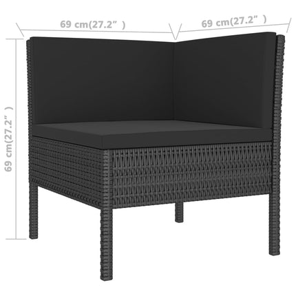 loungesæt til haven 5 dele med hynder polyrattan sort
