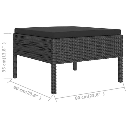 loungesæt til haven 6 dele med hynder polyrattan sort
