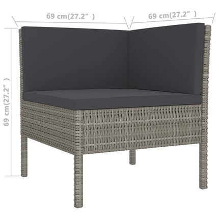 loungesæt til haven 8 dele med hynder polyrattan grå