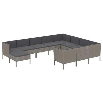 loungesæt til haven 11 dele med hynder polyrattan grå