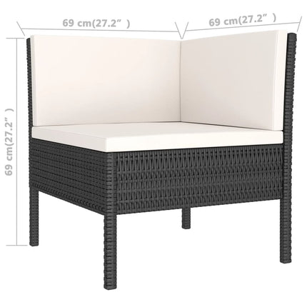 loungesæt til haven 7 dele med hynder polyrattan sort