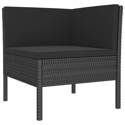 loungesæt til haven 7 dele med hynder polyrattan sort