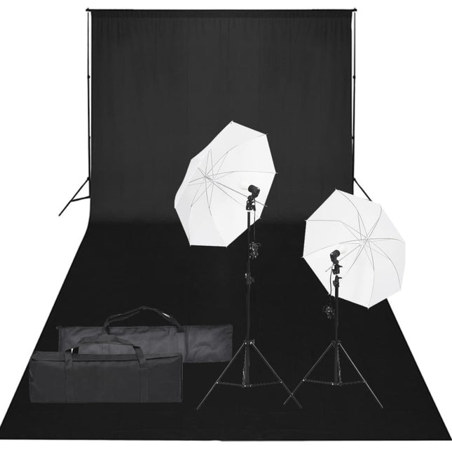 fotostudiesæt med lampesæt og baggrund