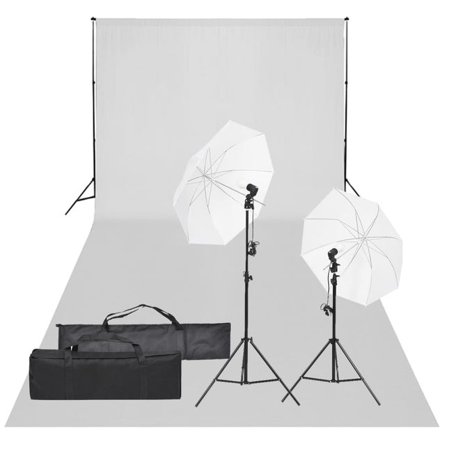 fotostudiesæt med lampesæt og baggrund