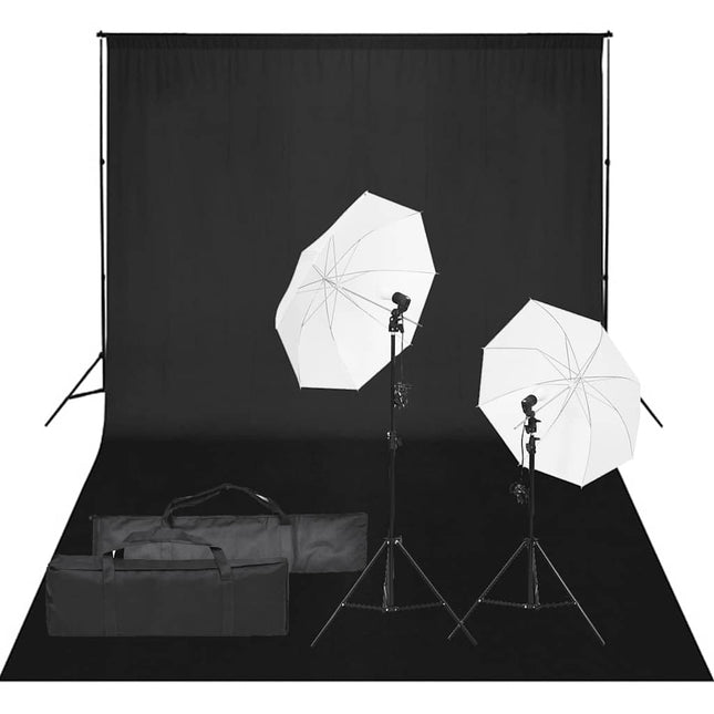 fotostudiesæt med lampesæt og baggrund