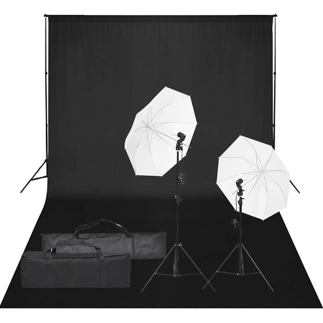 fotostudiesæt med lampesæt og baggrund