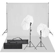 fotostudiesæt med lampesæt og baggrund