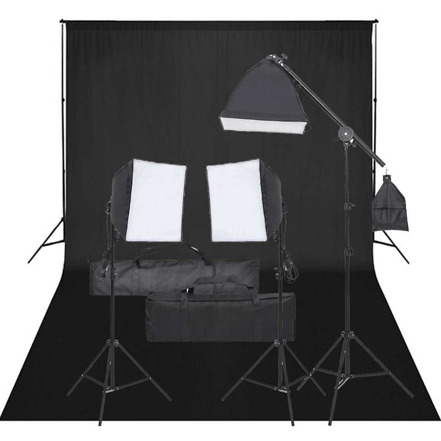 fotostudiesæt med lampesæt og baggrund