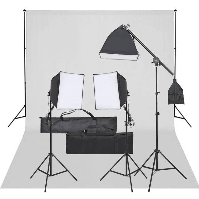 fotostudiesæt med lampesæt og baggrund