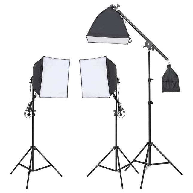 fotostudiesæt med lampesæt + baggrund og reflektor