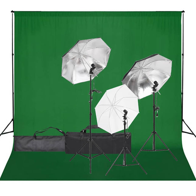 fotostudiesæt med lampesæt og baggrund