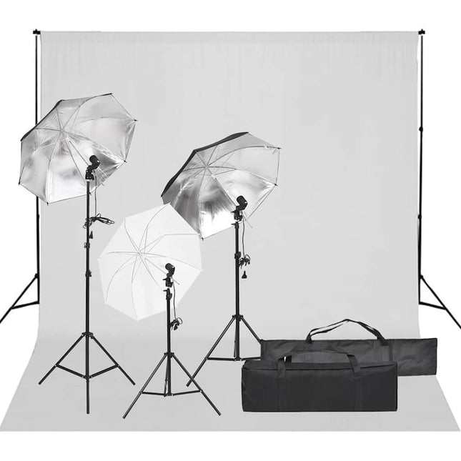 fotostudiesæt med lampesæt og baggrund