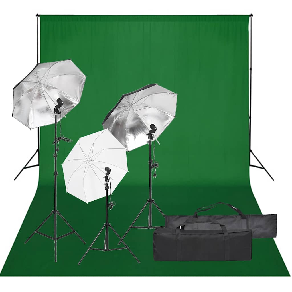 fotostudiesæt med lampesæt og baggrund