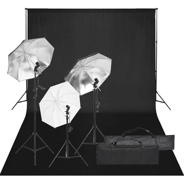 fotostudiesæt med lampesæt og baggrund