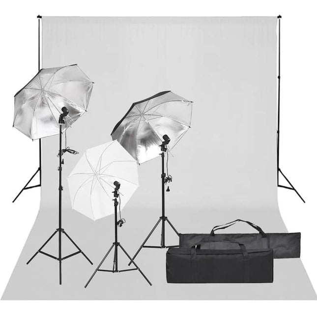fotostudiesæt med lampesæt og baggrund