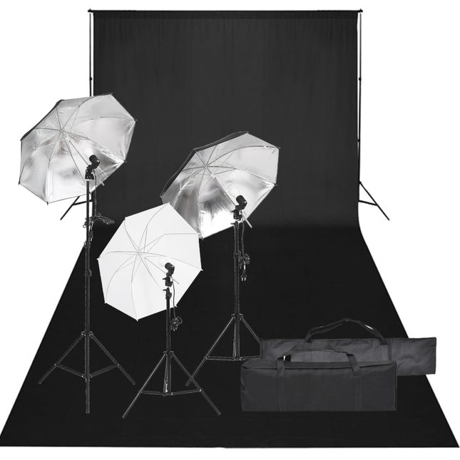 fotostudiesæt med lampesæt og baggrund