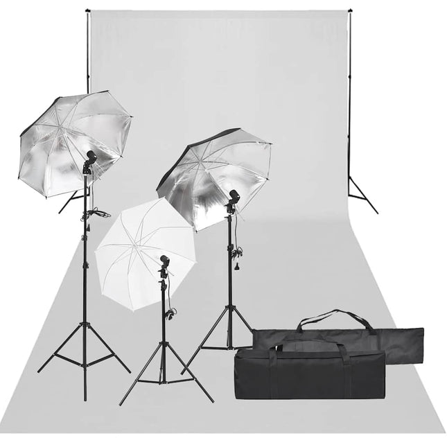 fotostudiesæt med lampesæt og baggrund