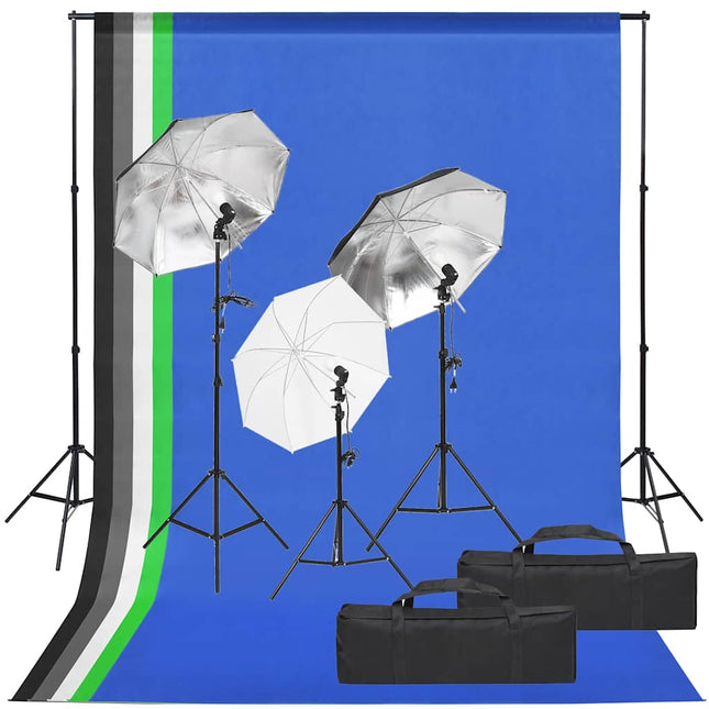 fotostudiesæt med lampesæt og baggrund