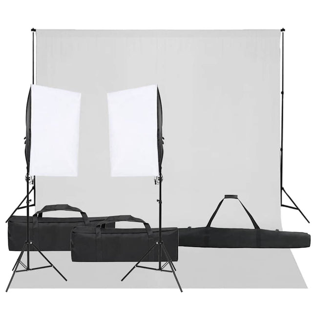 fotostudiesæt med lampesæt og baggrund