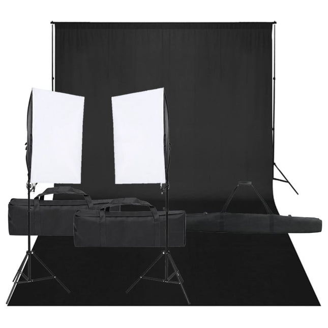 fotostudiesæt med lampesæt og baggrund