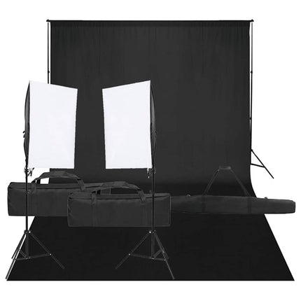 fotostudiesæt med lampesæt og baggrund