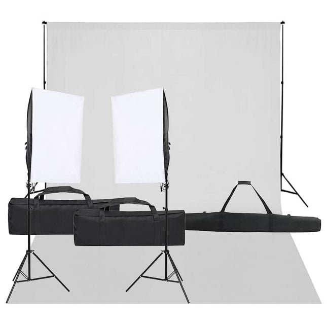 fotostudiesæt med lampesæt og baggrund