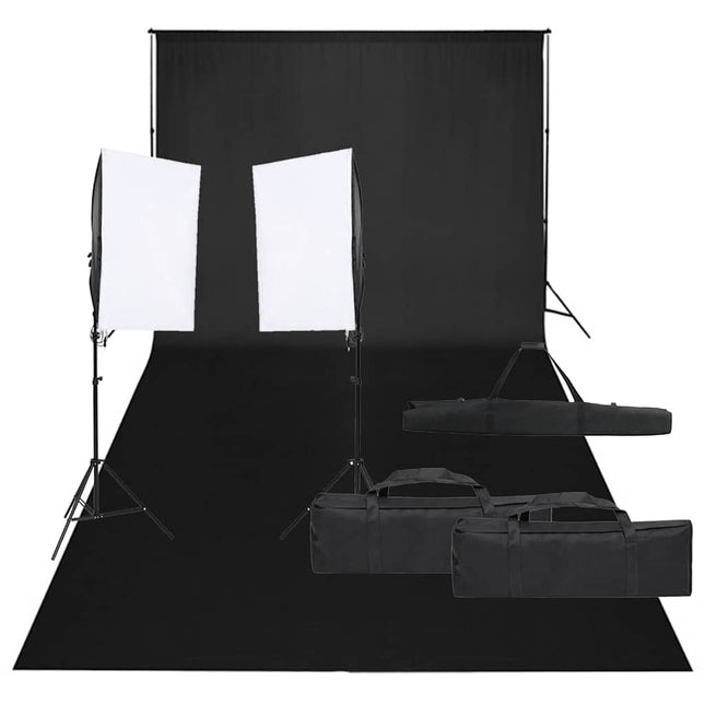 fotostudiesæt med lampesæt og baggrund