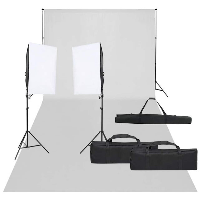 fotostudiesæt med lampesæt og baggrund