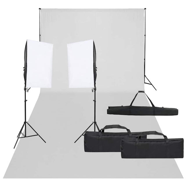 fotostudiesæt med lampesæt og baggrund