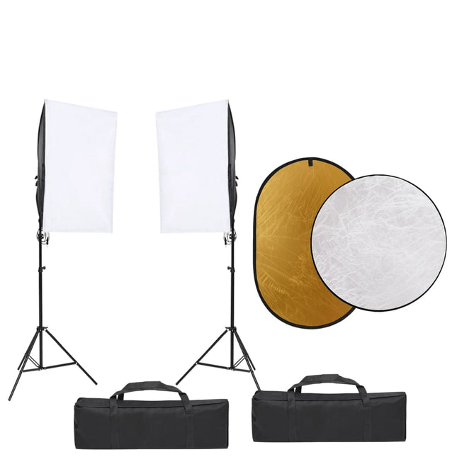 fotostudiesæt med lampesæt og reflektor