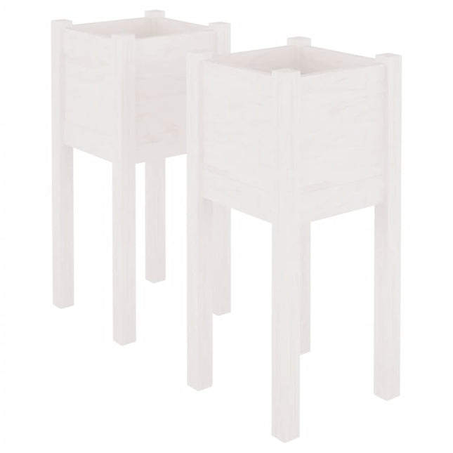 plantekasser 2 stk. 31x31x70 cm massivt fyrretræ hvid