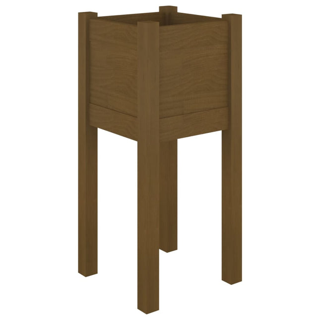 plantekasse 31x31x70 cm massivt fyrretræ gyldenbrun