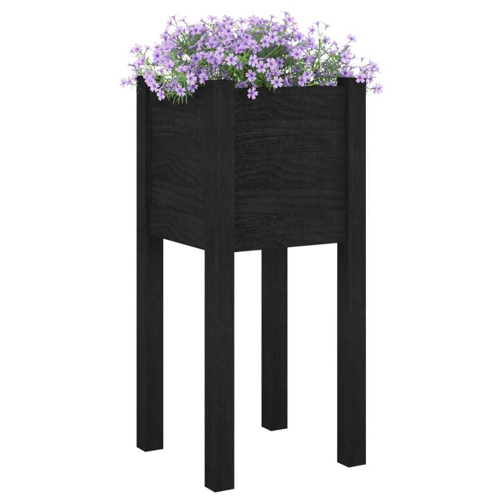 plantekasser 2 stk. 31x31x70 cm massivt fyrretræ sort
