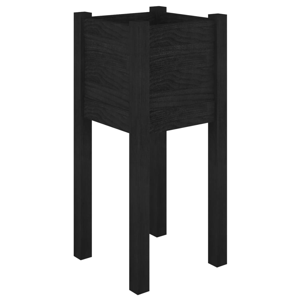 plantekasser 2 stk. 31x31x70 cm massivt fyrretræ sort
