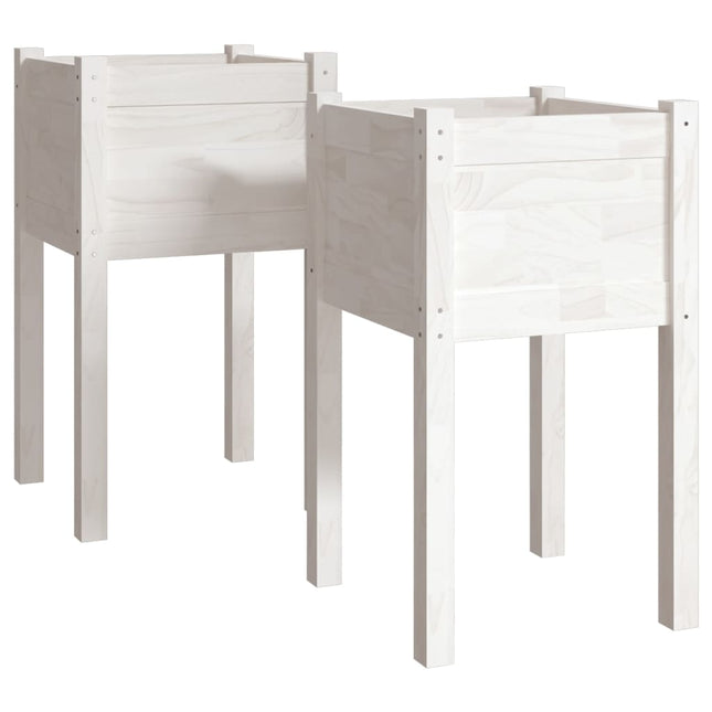 plantekasser 2 stk. 40x40x70 cm massivt fyrretræ hvid