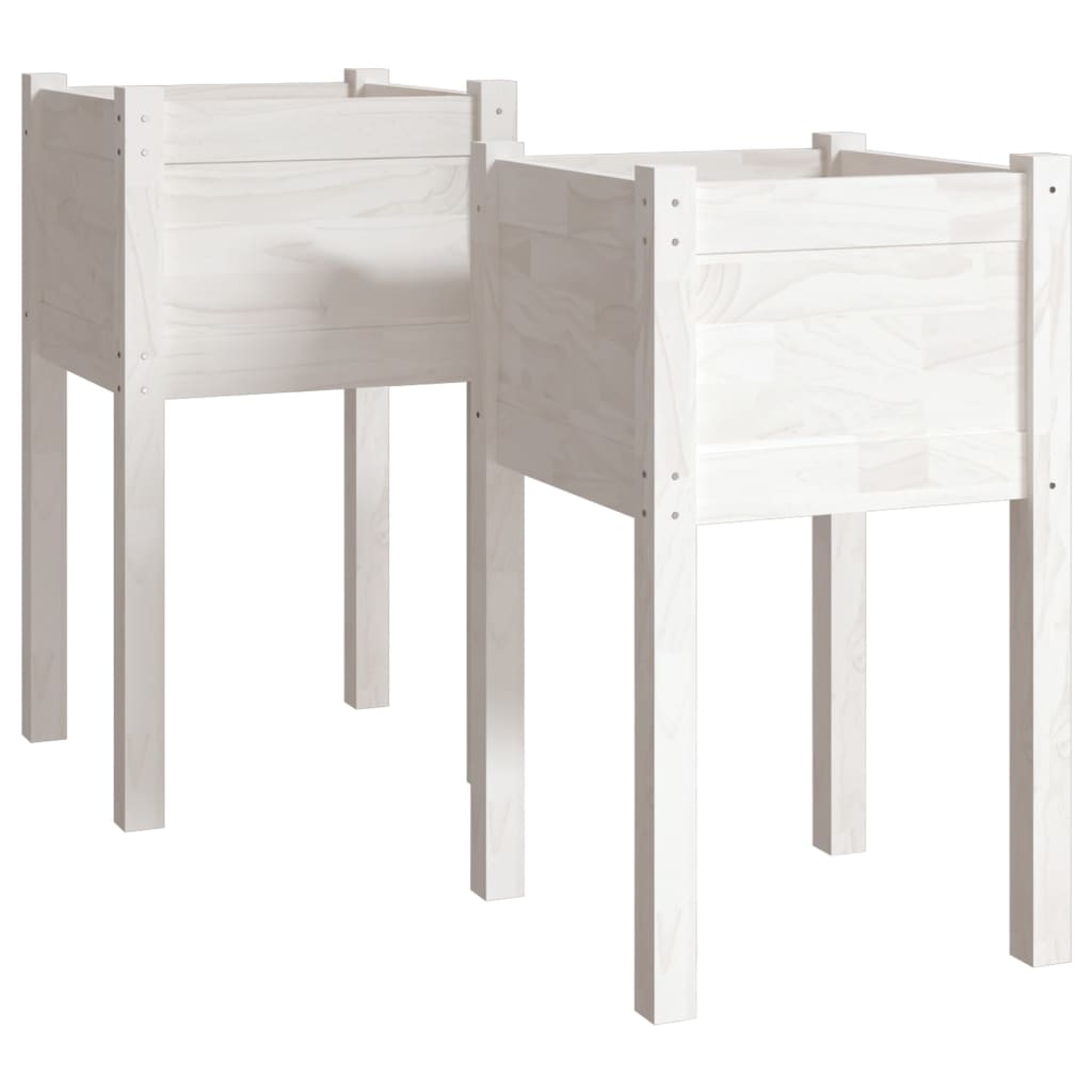 plantekasser 2 stk. 40x40x70 cm massivt fyrretræ hvid
