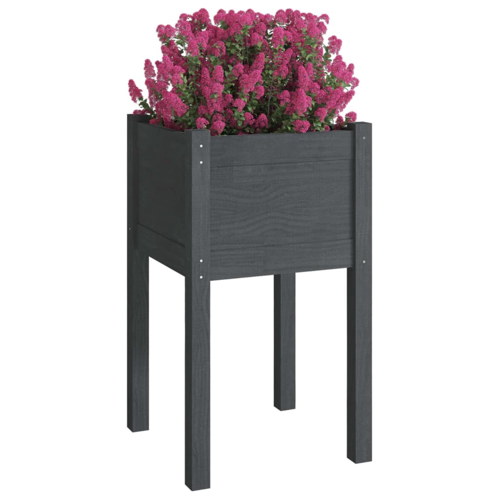 plantekasser 2 stk. 40x40x70 cm massivt fyrretræ grå
