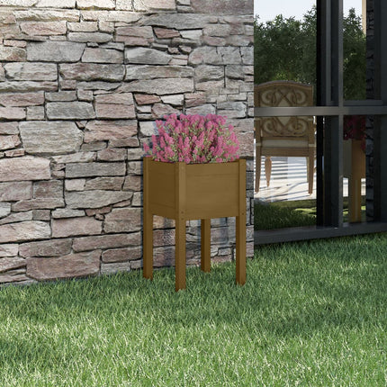 plantekasse 40x40x70 cm massivt fyrretræ gyldenbrun