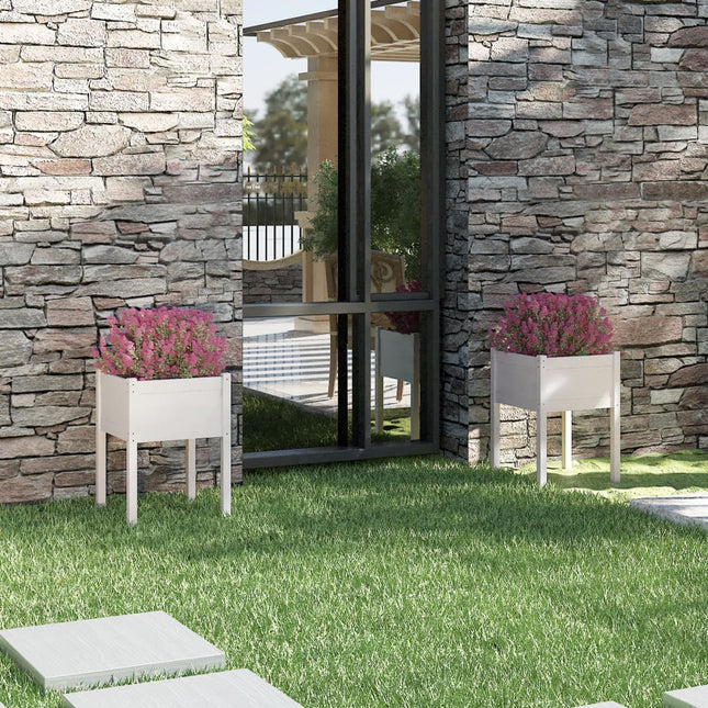 plantekasser 2 stk. 50x50x70 cm massivt fyrretræ hvid