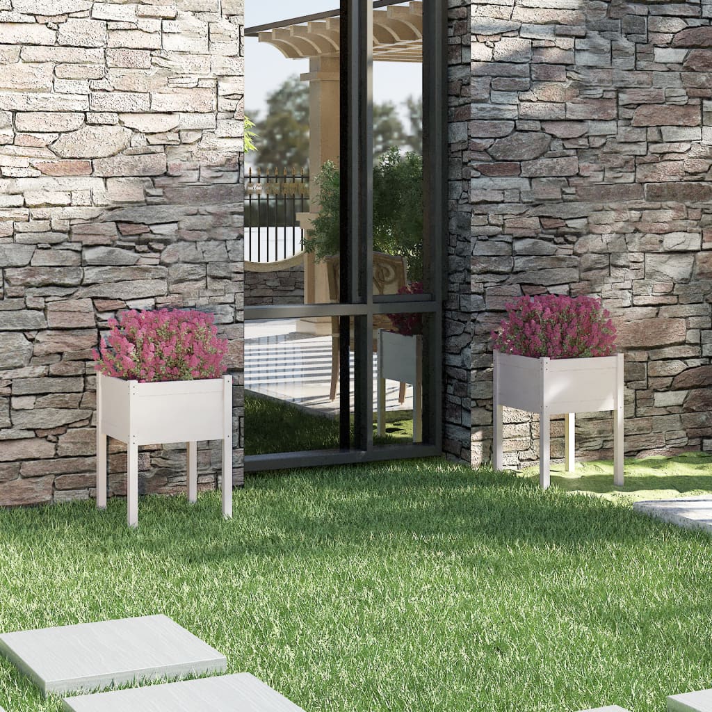 plantekasser 2 stk. 50x50x70 cm massivt fyrretræ hvid