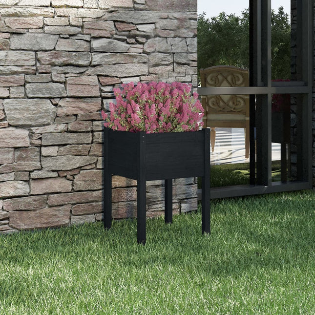 plantekasse 50x50x70 cm massivt fyrretræ sort