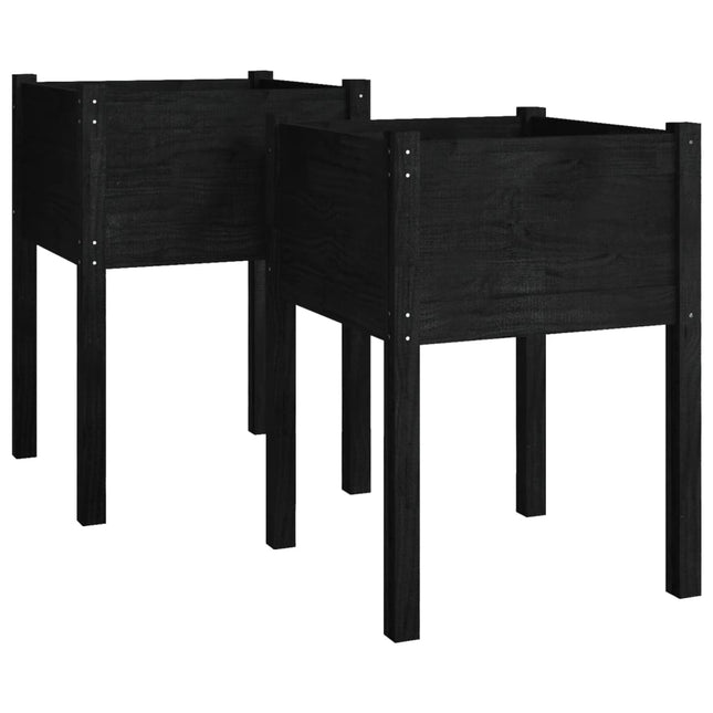 plantekasser 2 stk. 50x50x70 cm massivt fyrretræ sort