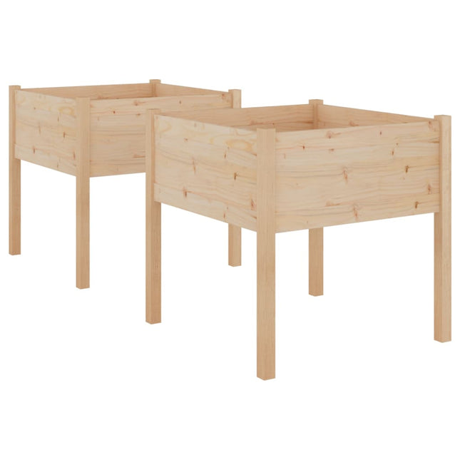 plantekasser 2 stk. 70x70x70 cm massivt fyrretræ