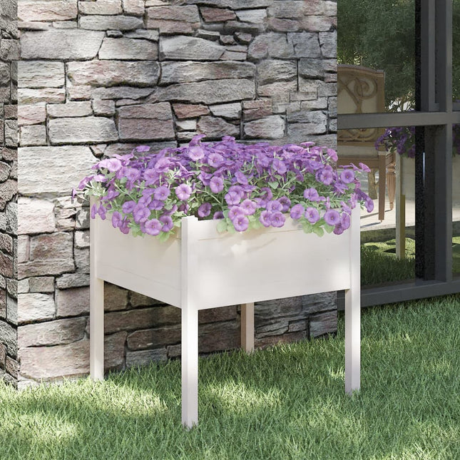 plantekasse 70x70x70 cm massivt fyrretræ hvid