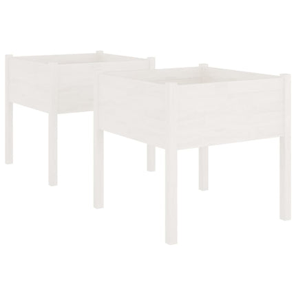 plantekasser 2 stk. 70x70x70 cm massivt fyrretræ hvid