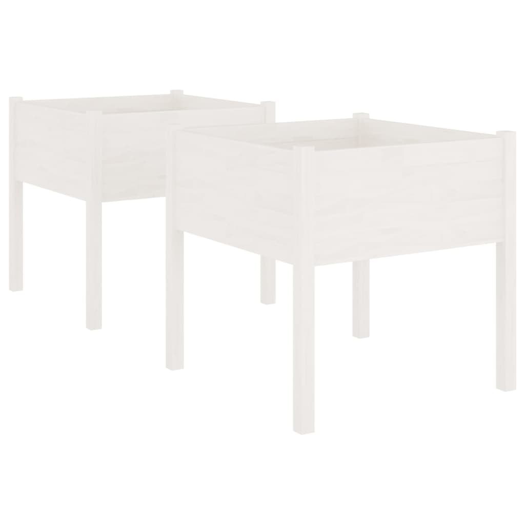 plantekasser 2 stk. 70x70x70 cm massivt fyrretræ hvid