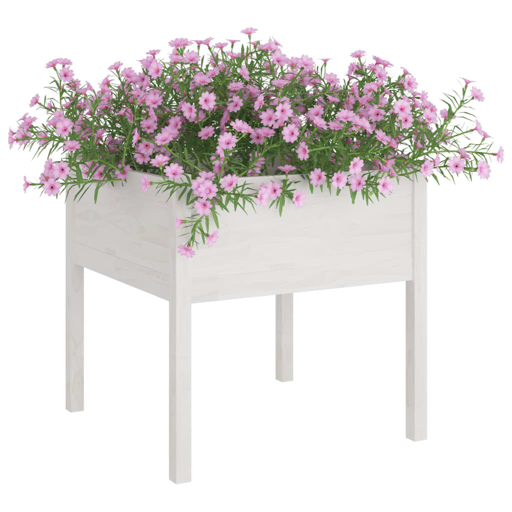 plantekasser 2 stk. 70x70x70 cm massivt fyrretræ hvid