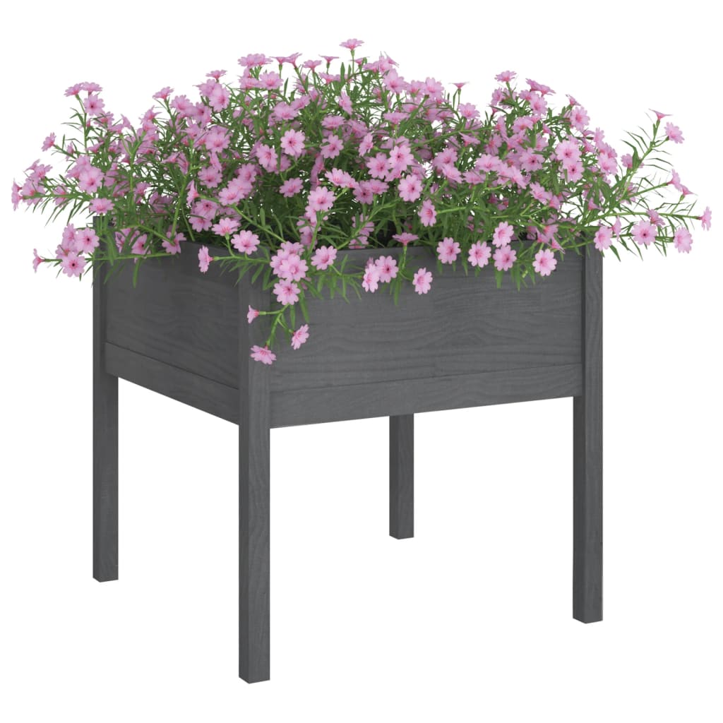plantekasser 2 stk. 70x70x70 cm massivt fyrretræ grå