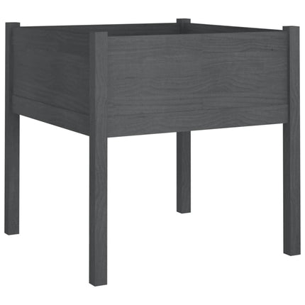 plantekasser 2 stk. 70x70x70 cm massivt fyrretræ grå